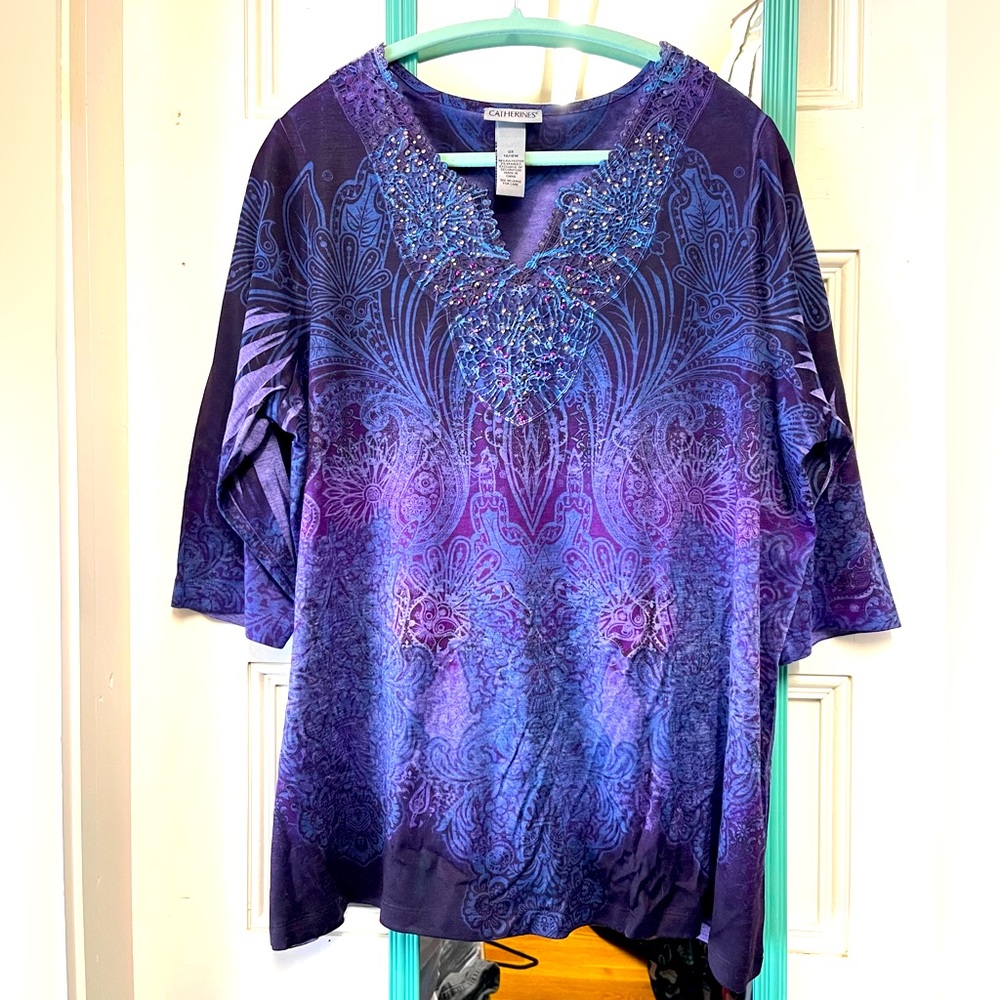 EUC Catherines 14/16W Purple Tunic Top